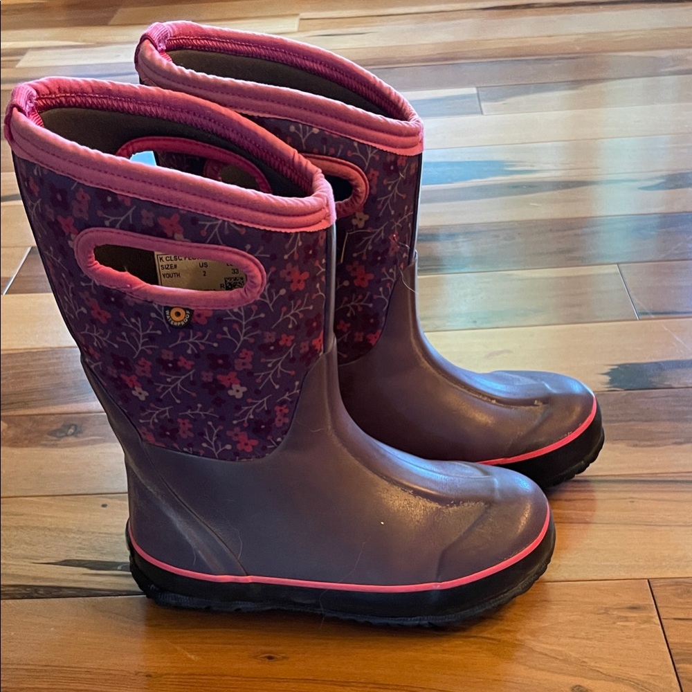 Bogs Kids' Boots in Purple and Pink Floral